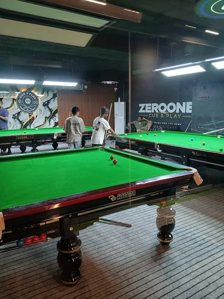 Full-size snooker tables at ZeroOne Cue & Play